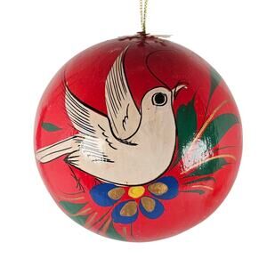 1991 Rotary Mexico Paper Mache Christmas Ornament Dove Red 3" w/ Box Holiday